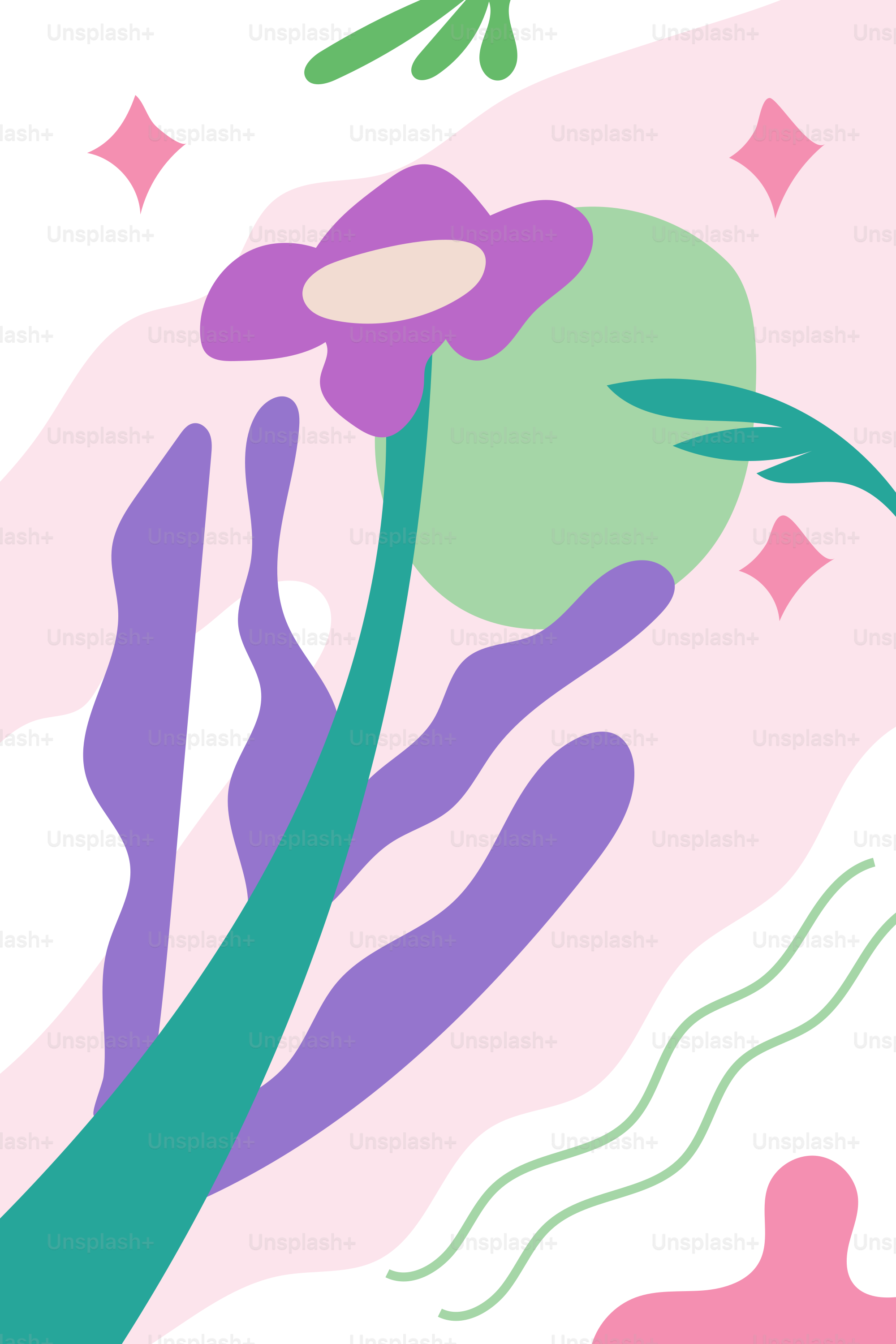 Un dibujo de una flor sobre fondo blanco