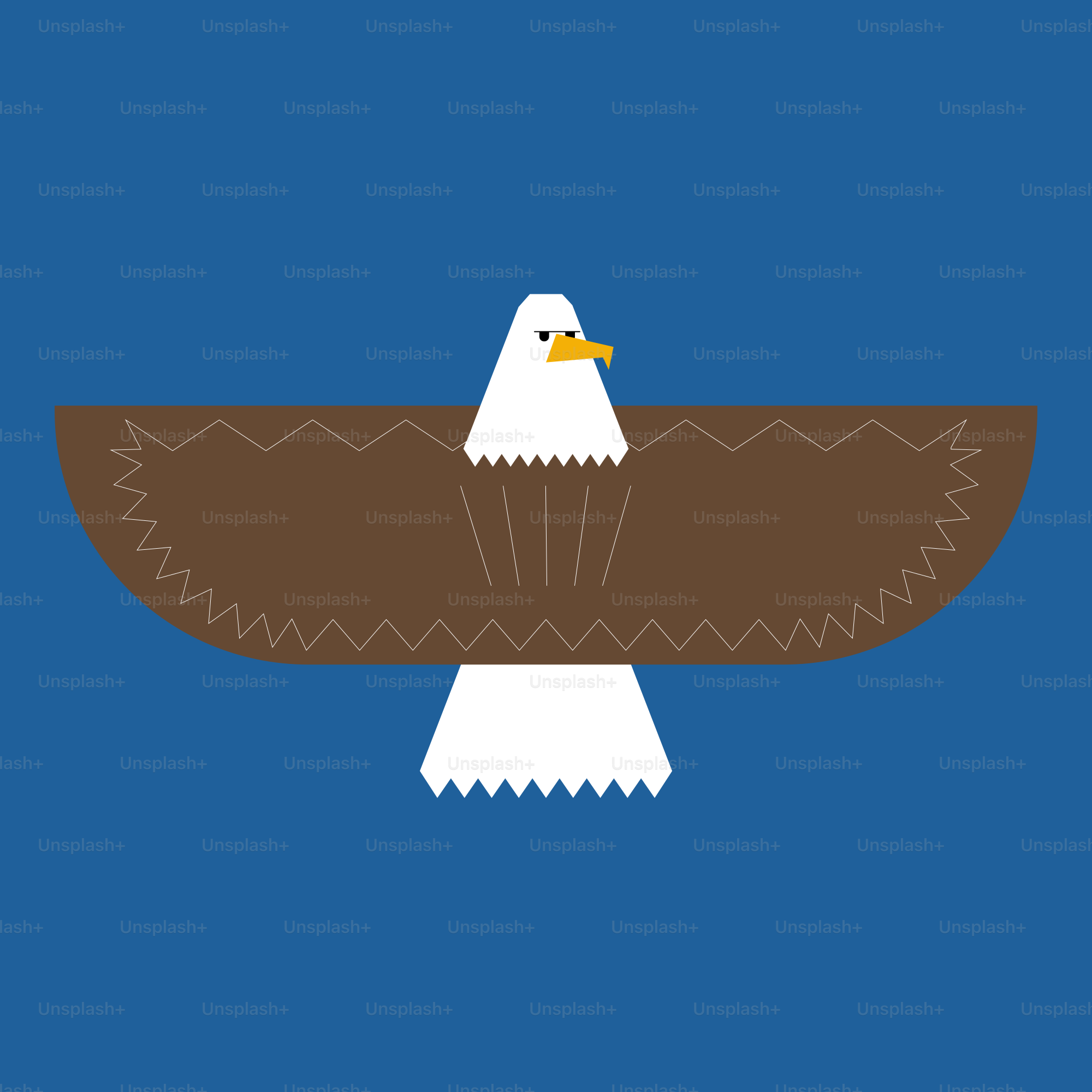 An eagle is flying in the sky with a blue background