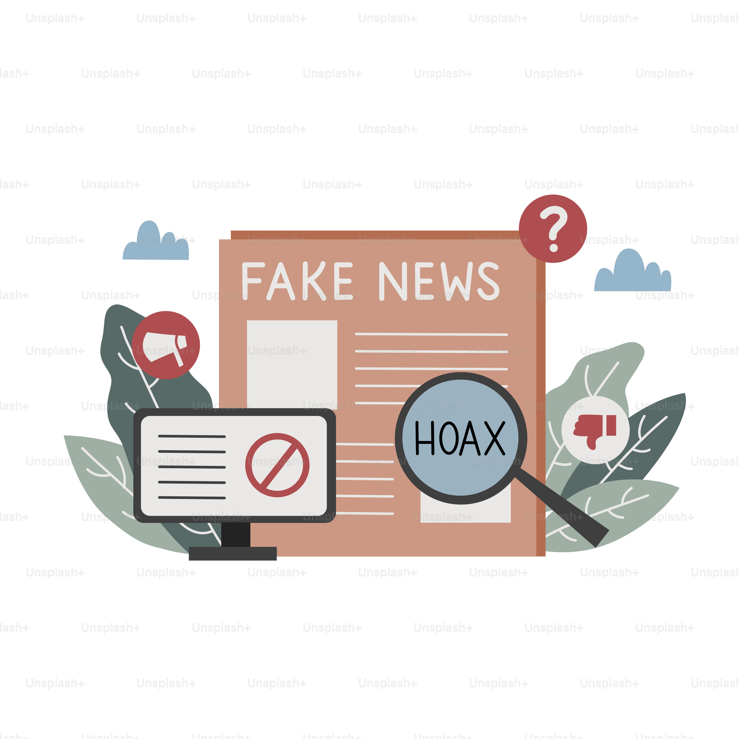 A fake news paper with a magnifying glass