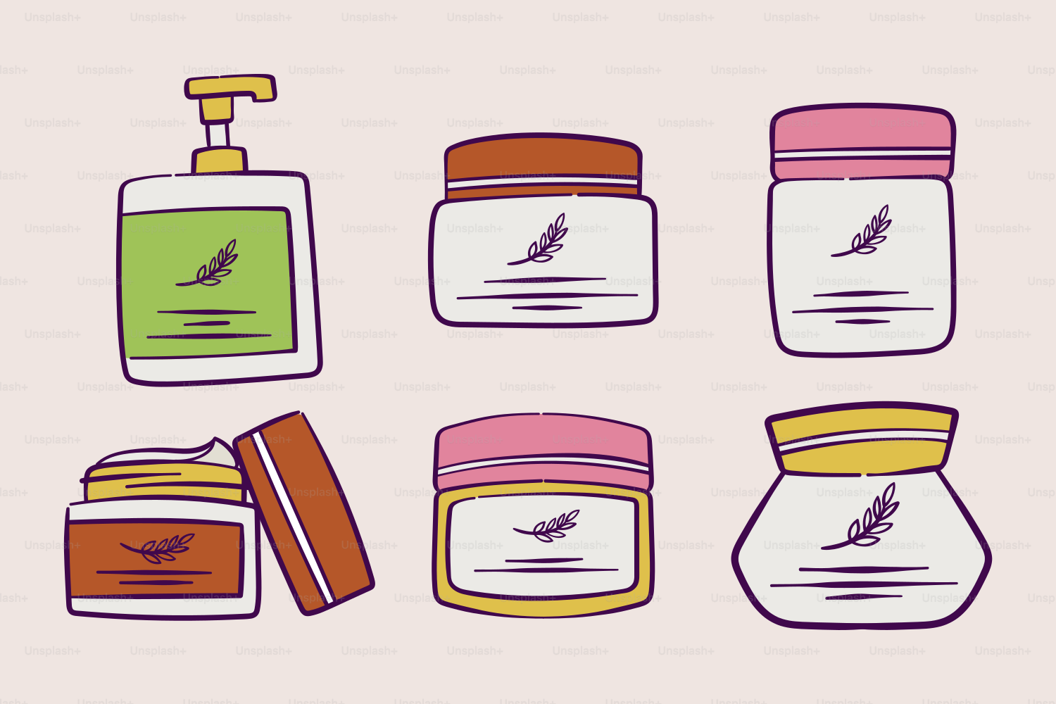 A set of jars with different types of things in them