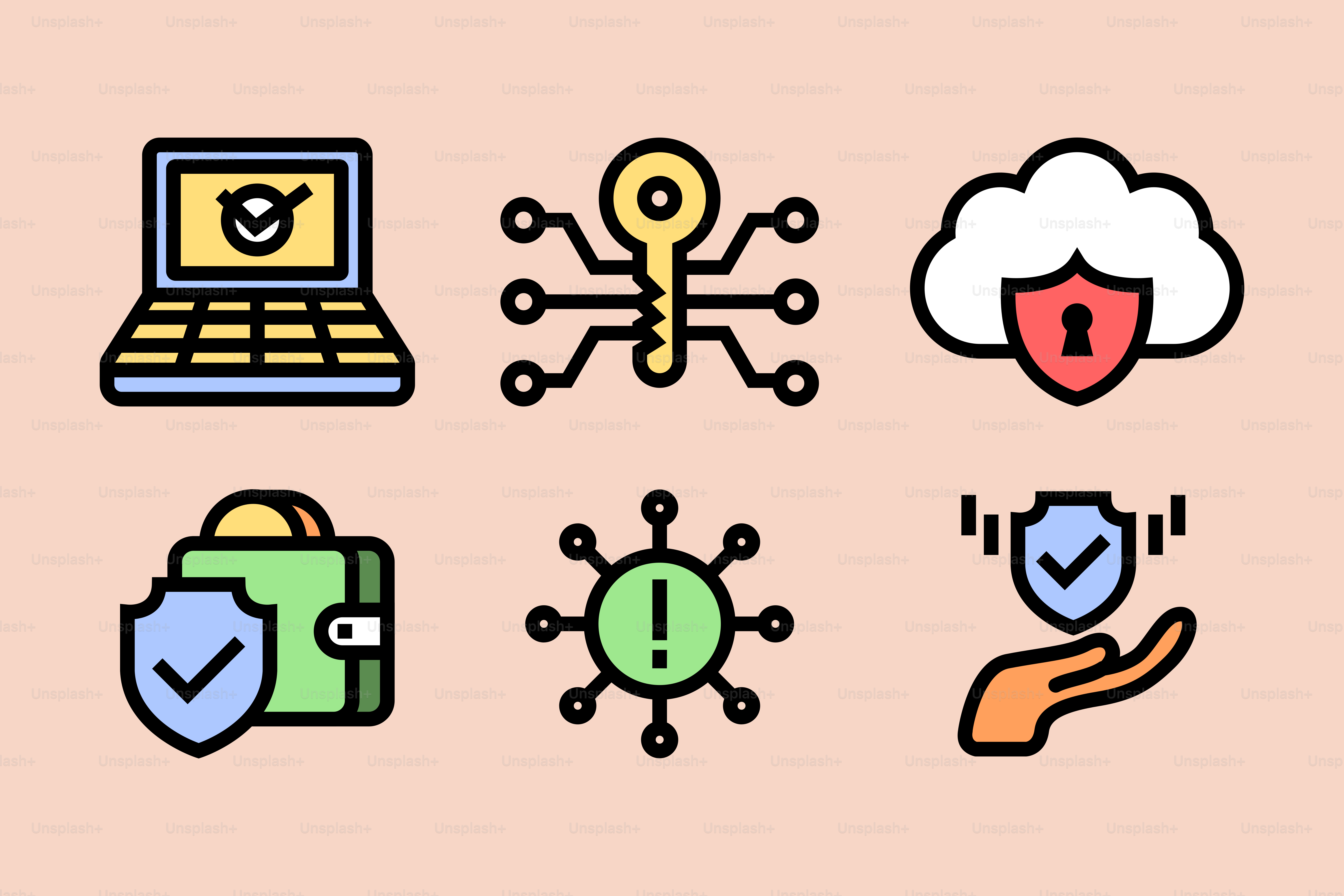 A hand holding a laptop with icons on it