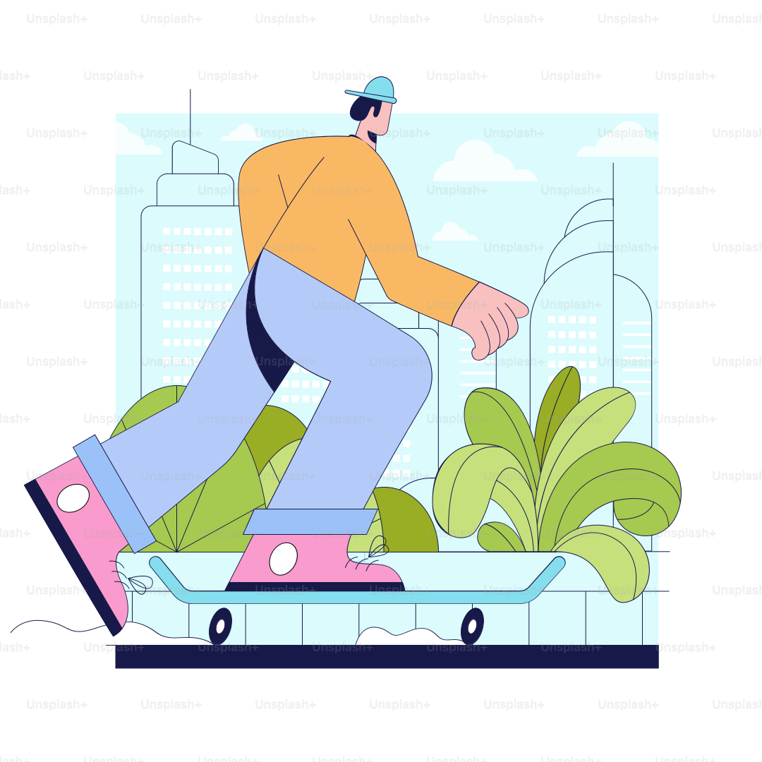 Un hombre montando una patineta en una calle de la ciudad