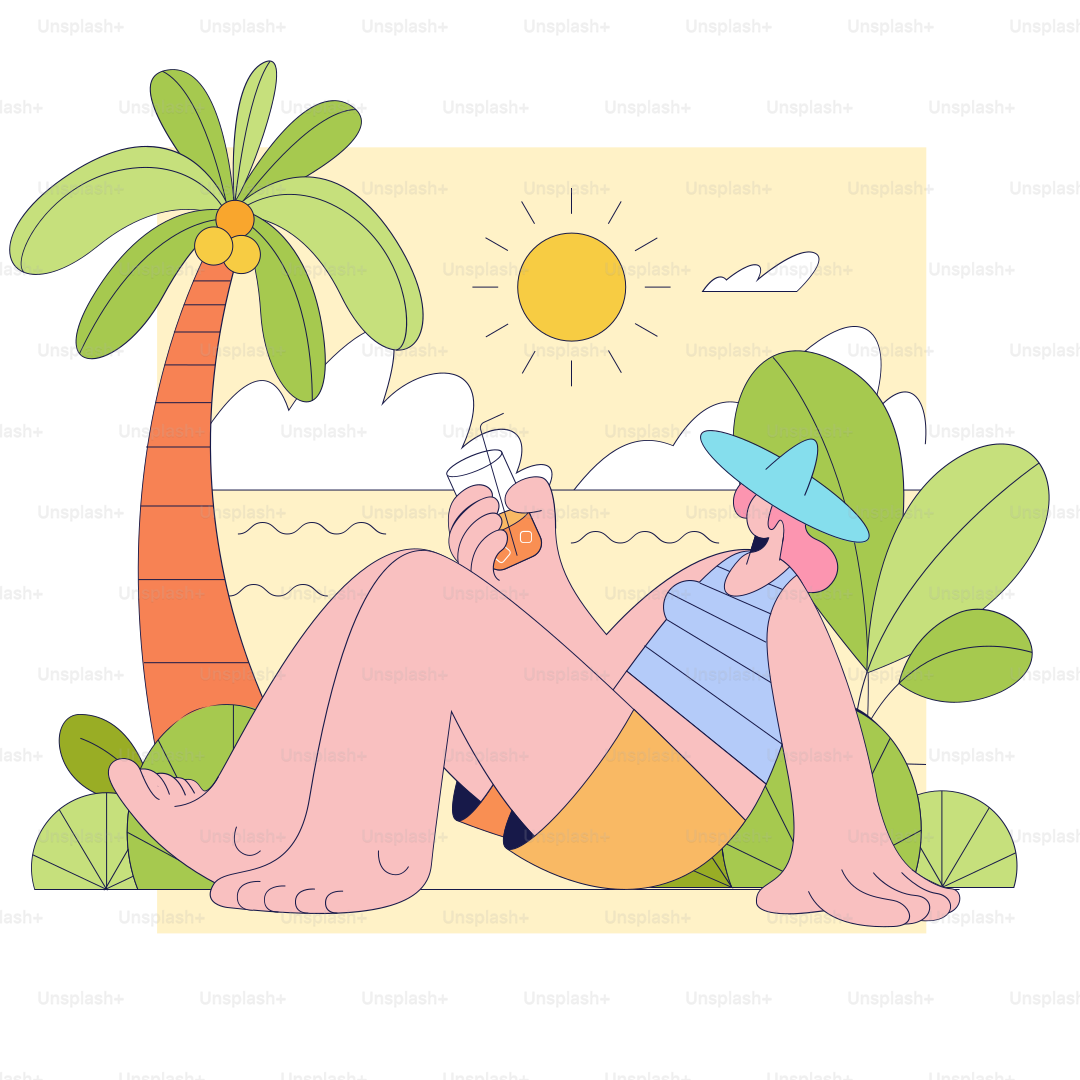 A person laying on the ground next to a palm tree