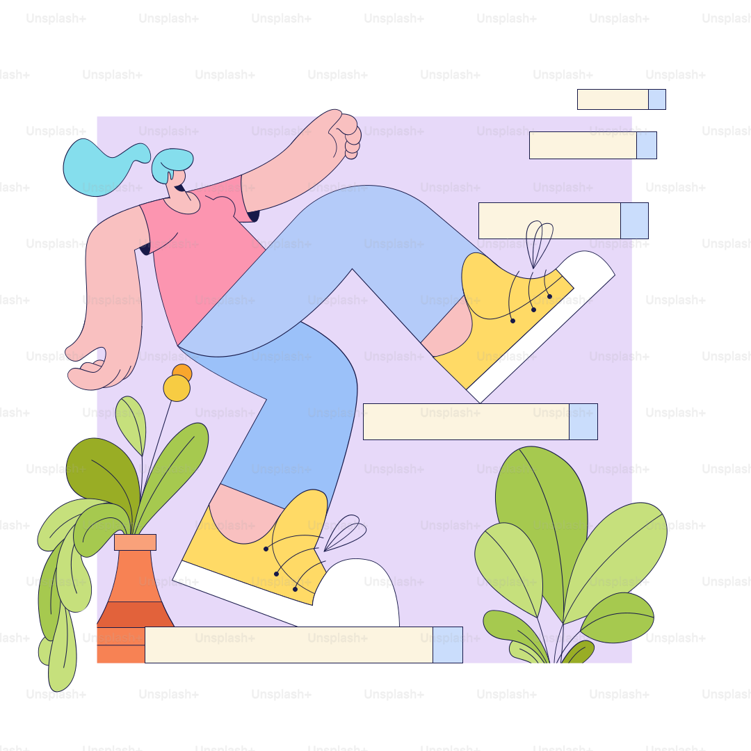 Uma mulher sentada em cima de uma planta ao lado de uma planta em vaso