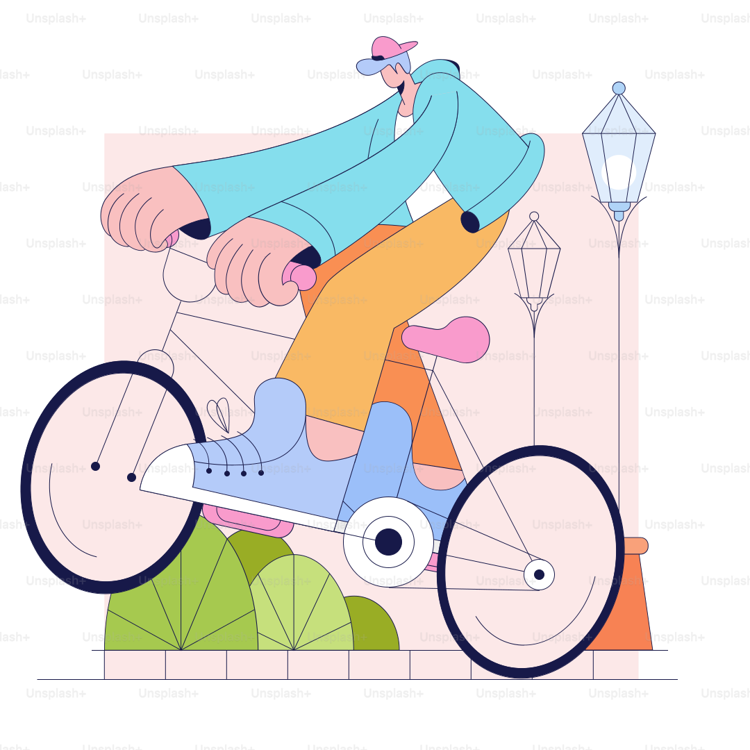 A person riding a bike with a hat on