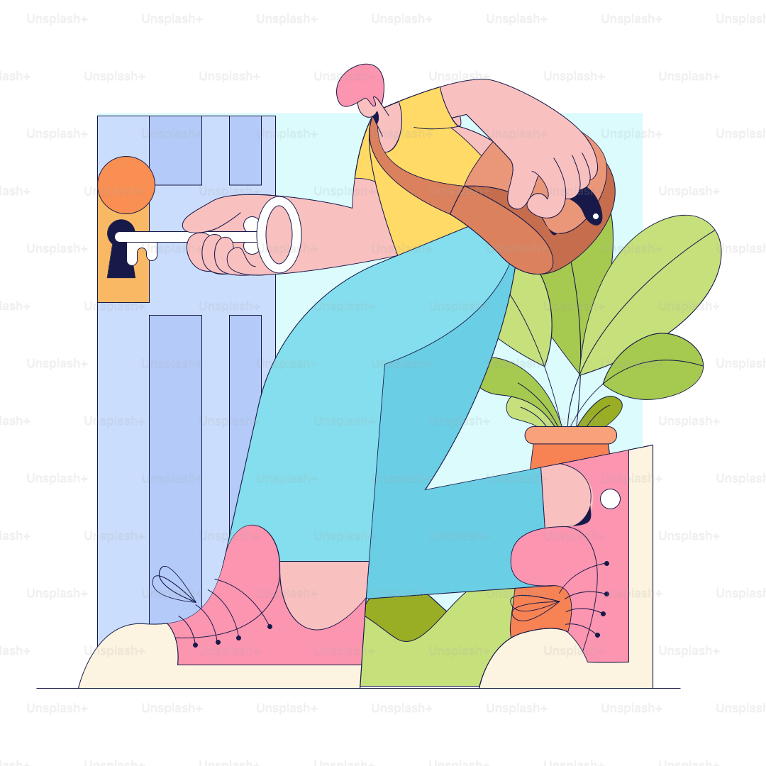 A man sitting on a couch with a key in his mouth