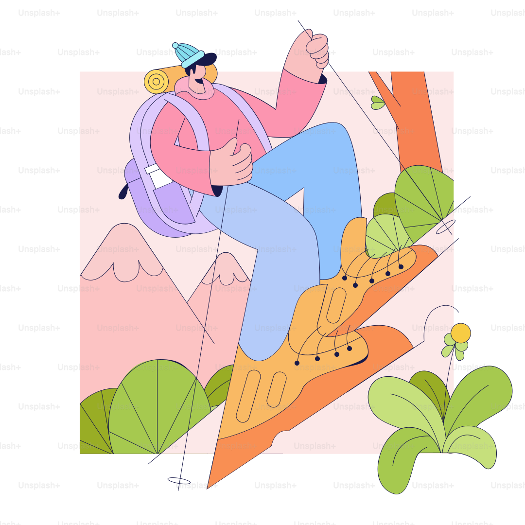 Un homme avec un sac à dos assis au sommet d’un arbre