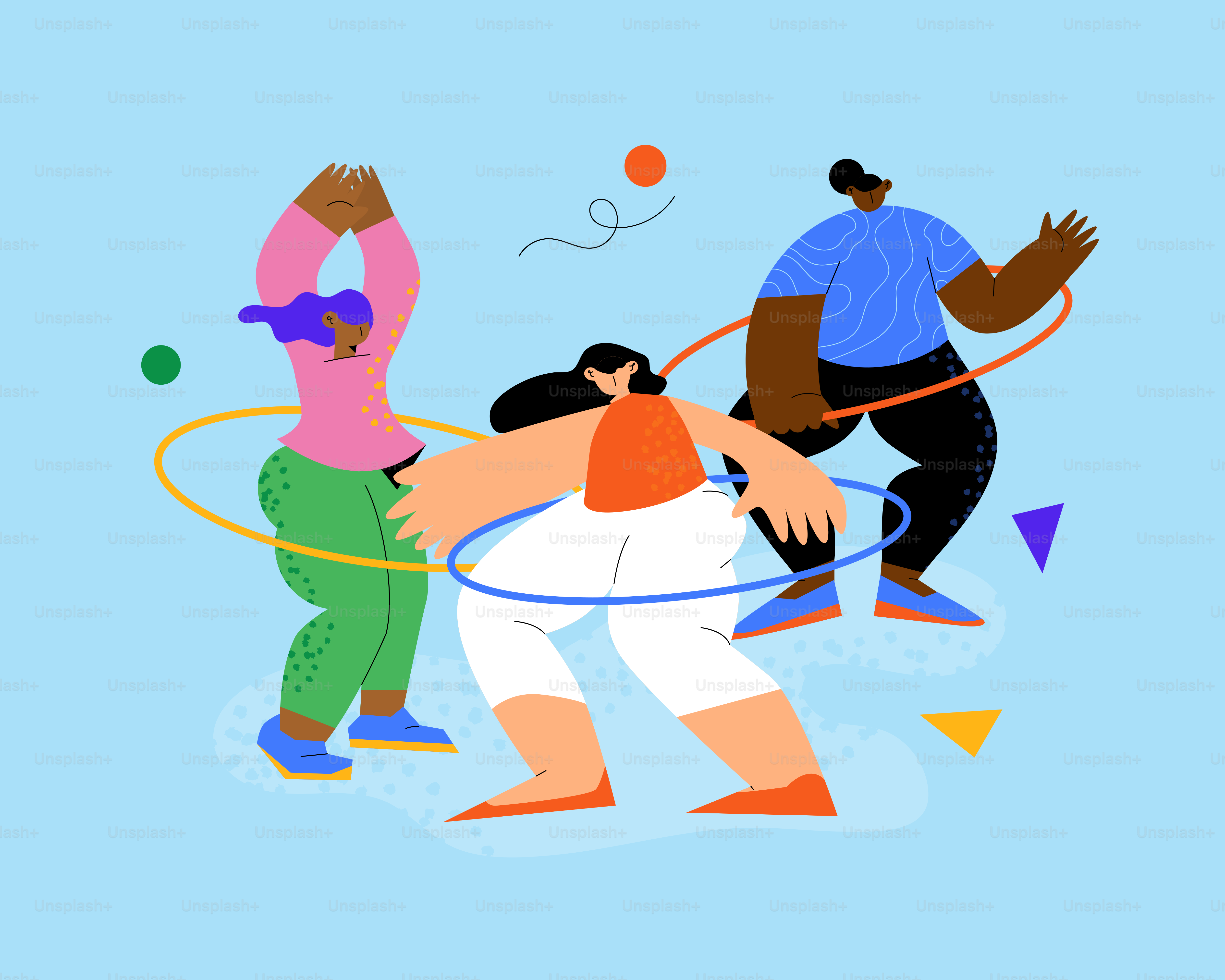 A group of people playing with a hula hoop