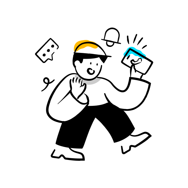 A drawing of a man with a book in his hand