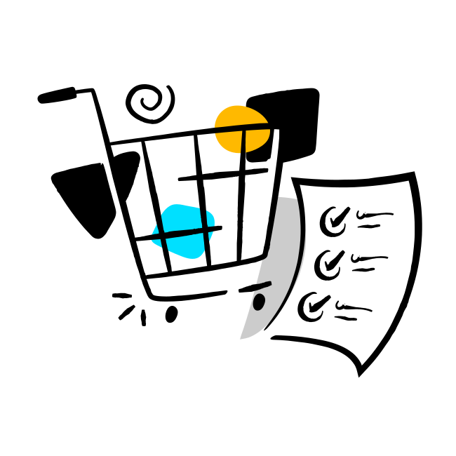 Ein Einkaufswagen mit einem Papier darin