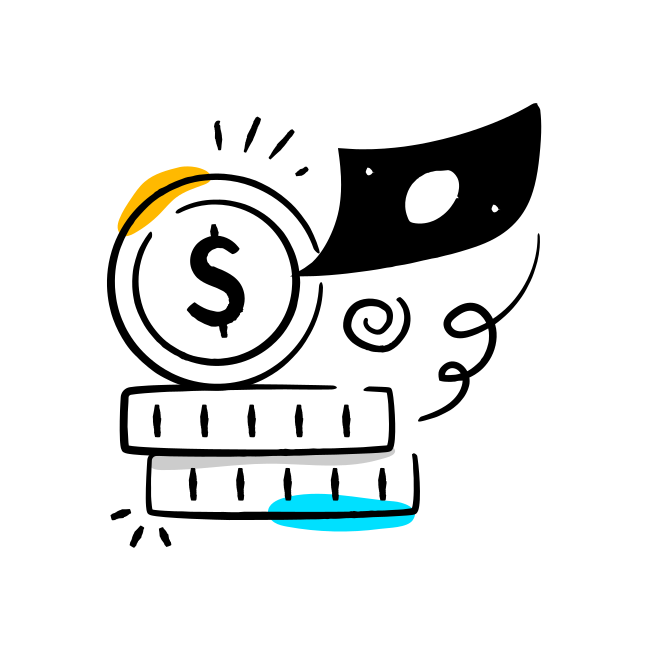 달러 기호가 얹힌 책 더미의 그림이었다