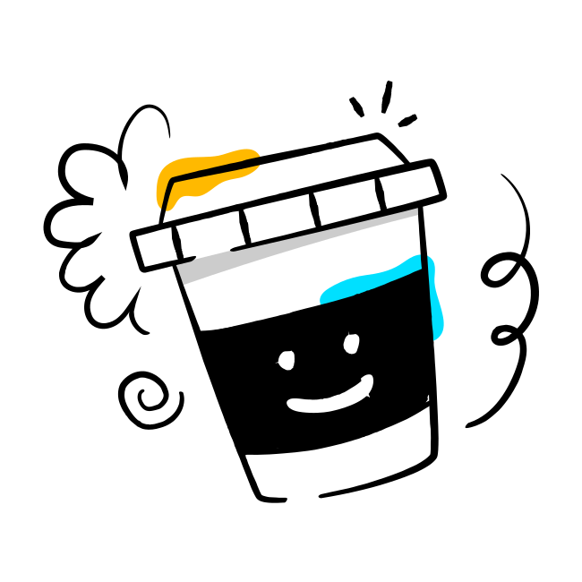 A coffee cup with a smiley face on it