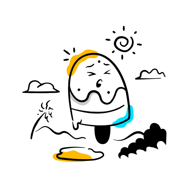 A drawing of a person with a sun above their head