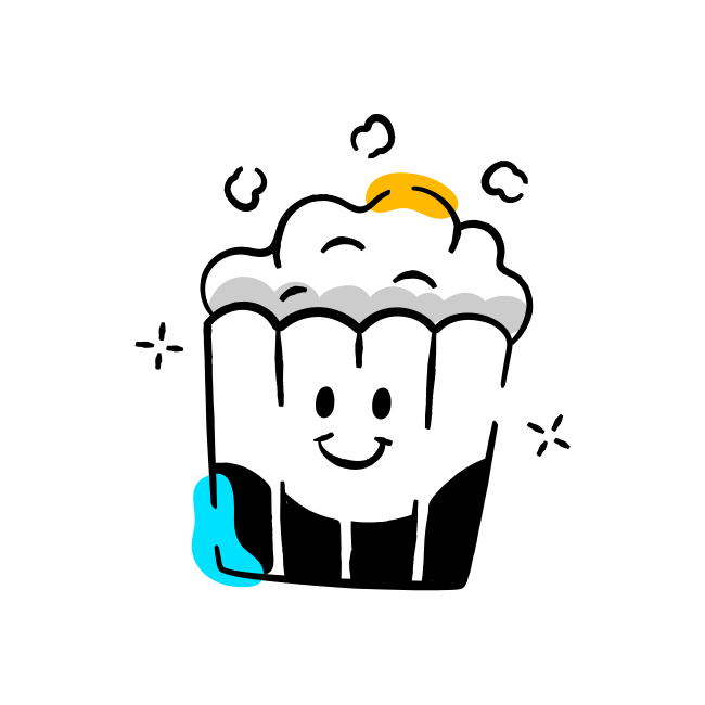 스마일리 얼굴이 그려진 컵케이크