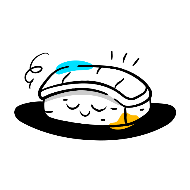 A drawing of a sushi on a plate