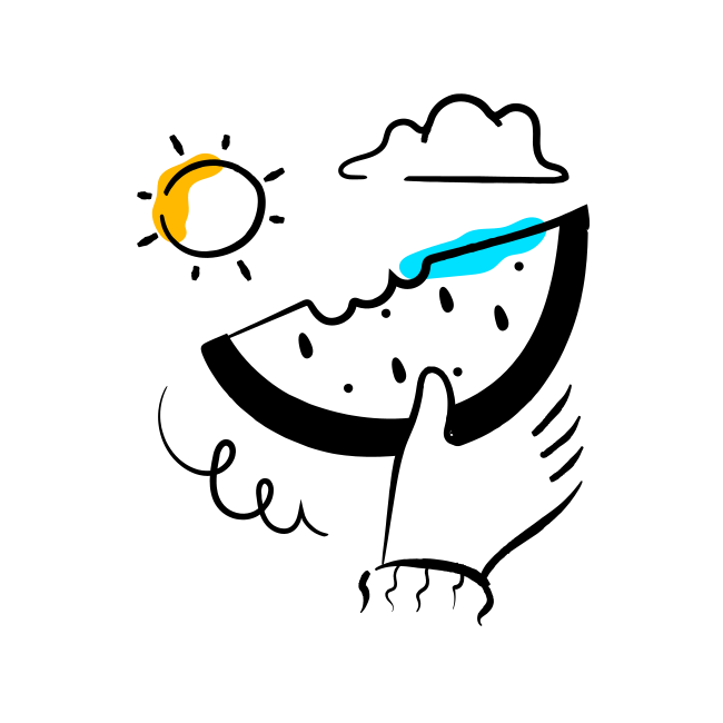 A drawing of a hand holding a sun