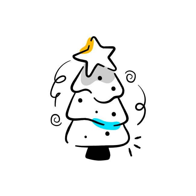 Ein Weihnachtsbaum mit einem Stern oben