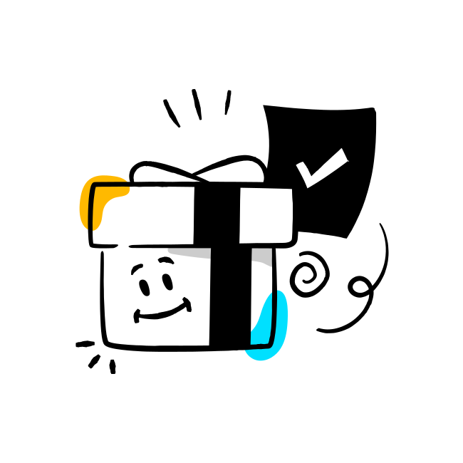 Una caja de regalo con una marca de verificación