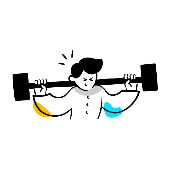 A man holding a barbell over his shoulder