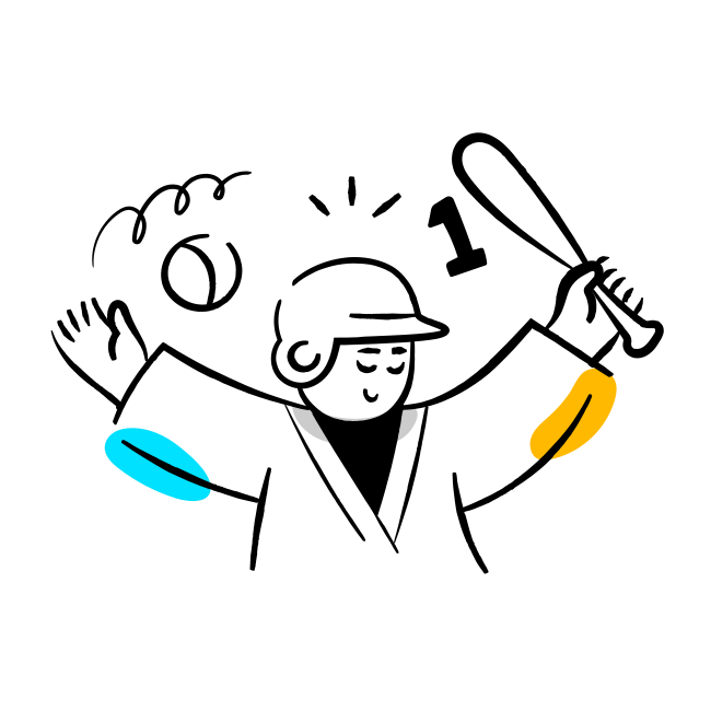 Eine Zeichnung eines Baseballspielers, der einen Schläger hält