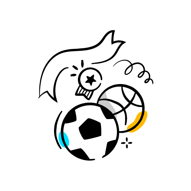 A drawing of a soccer ball and a dolphin