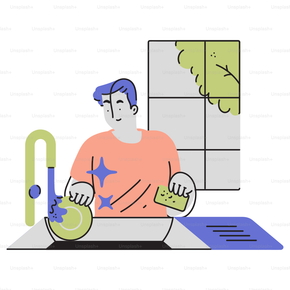 Ein Mann, der an einem Tisch saß, mit einem grünen Gegenstand vor sich