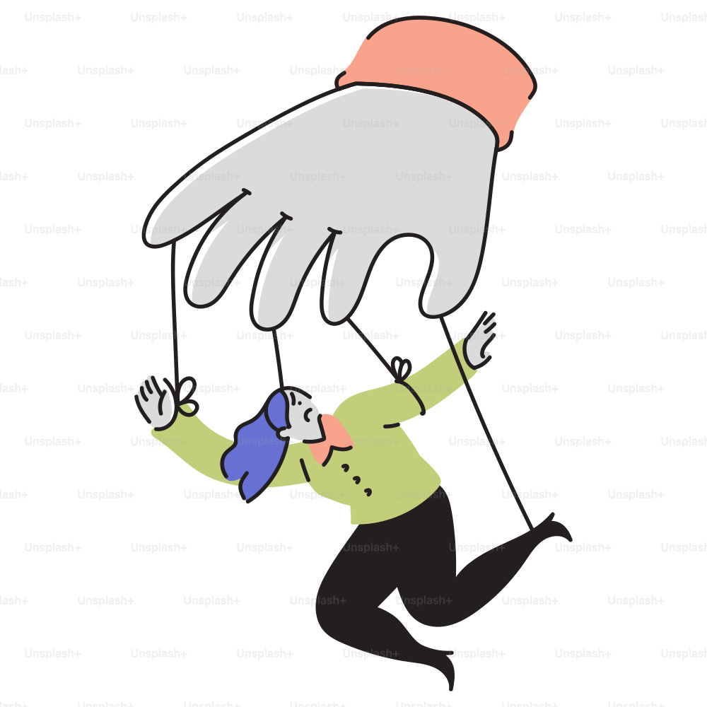 A cartoon of a person holding a giant hand