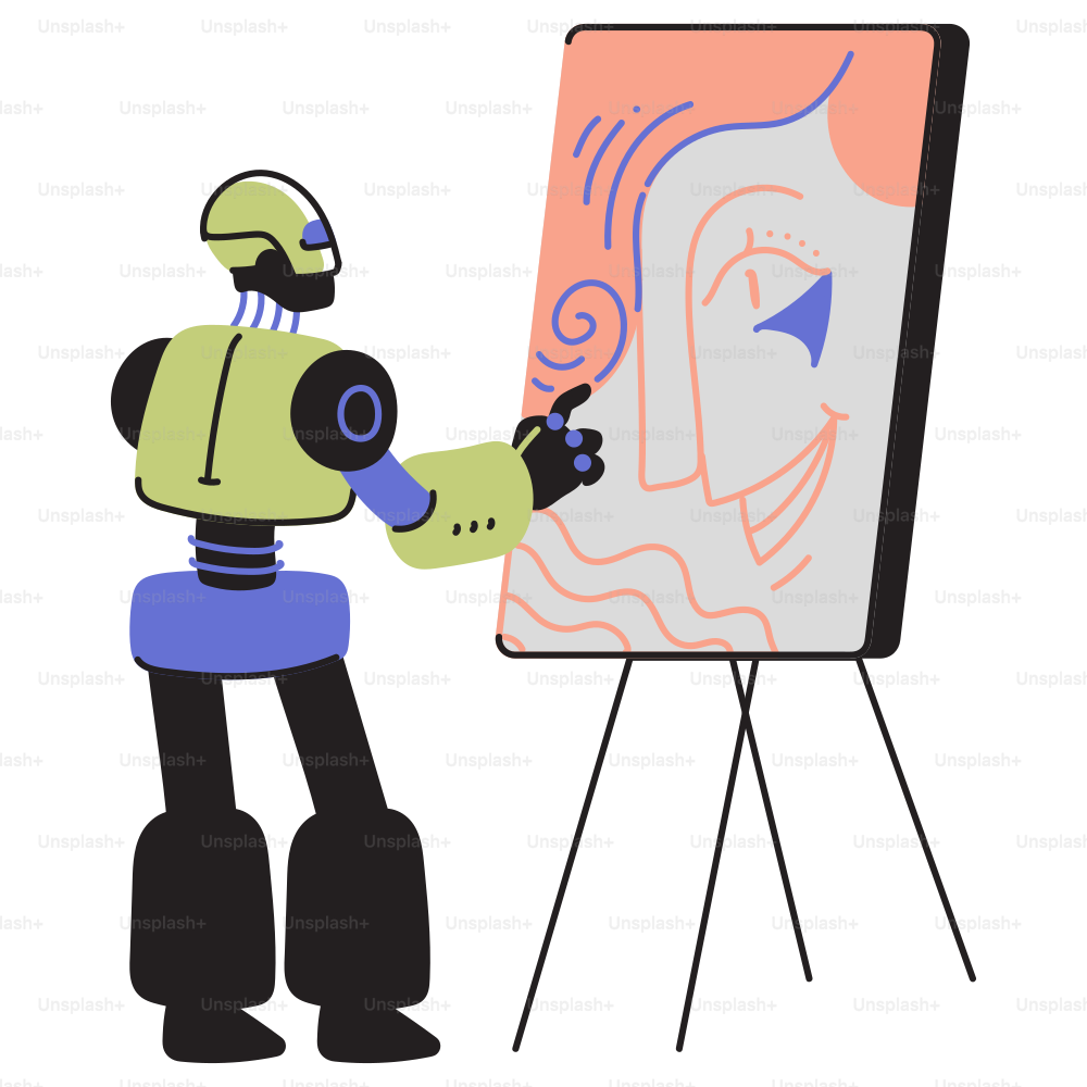イーゼルに絵を描いている男性