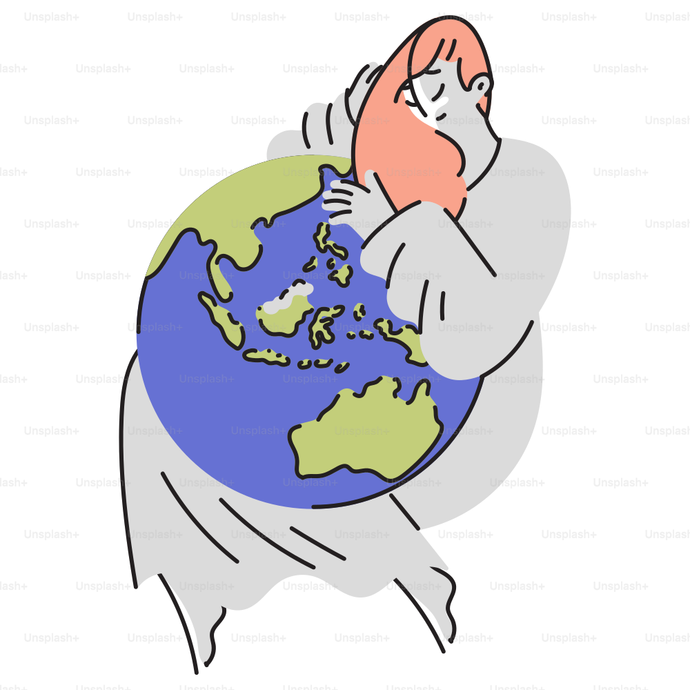 A woman holding a globe in her hands