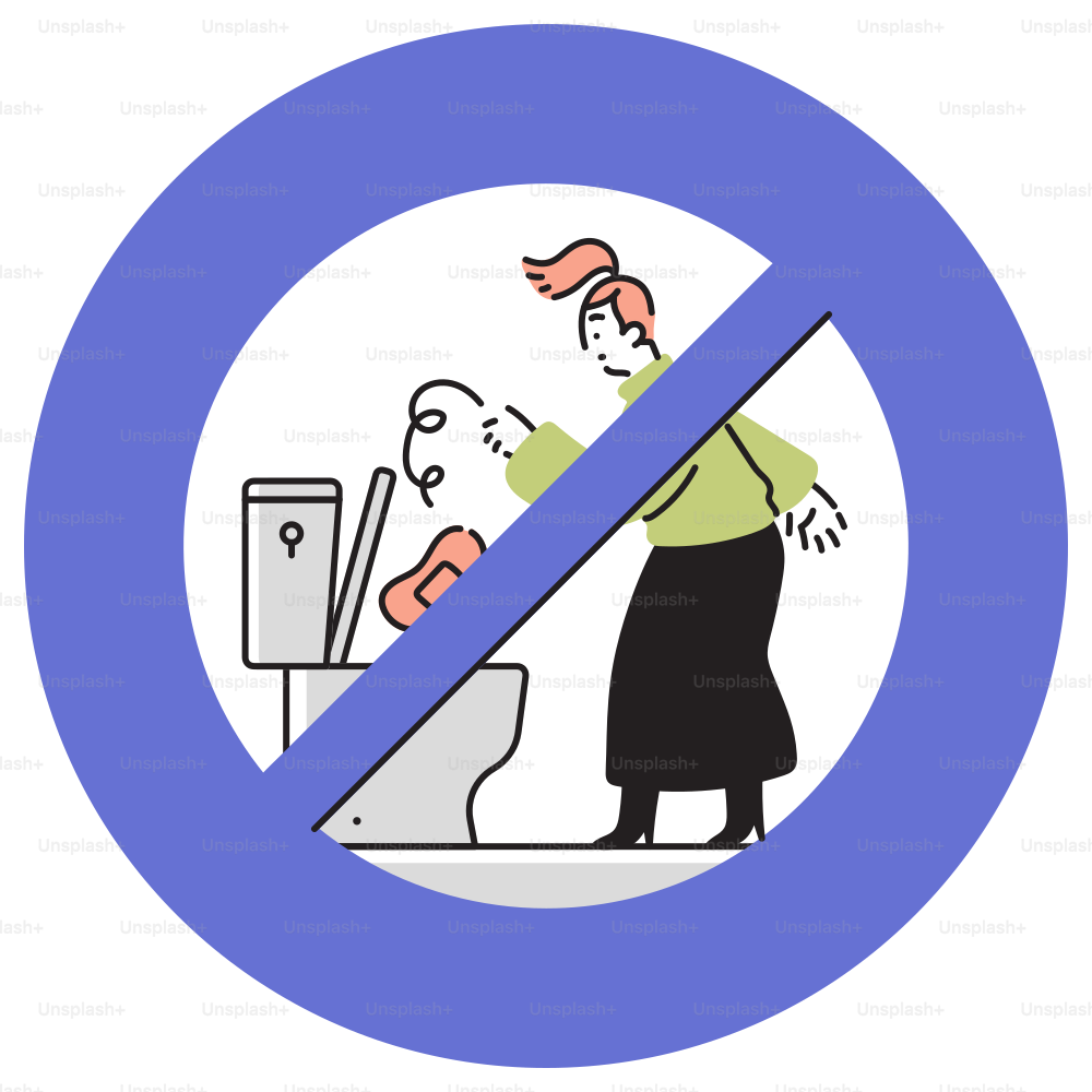 A sign with a woman standing in front of a toilet