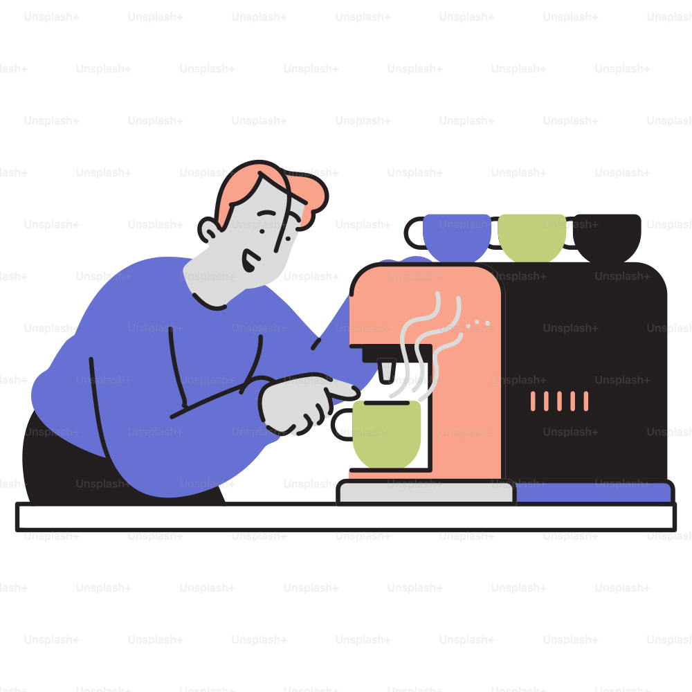 A man is making a cup of coffee