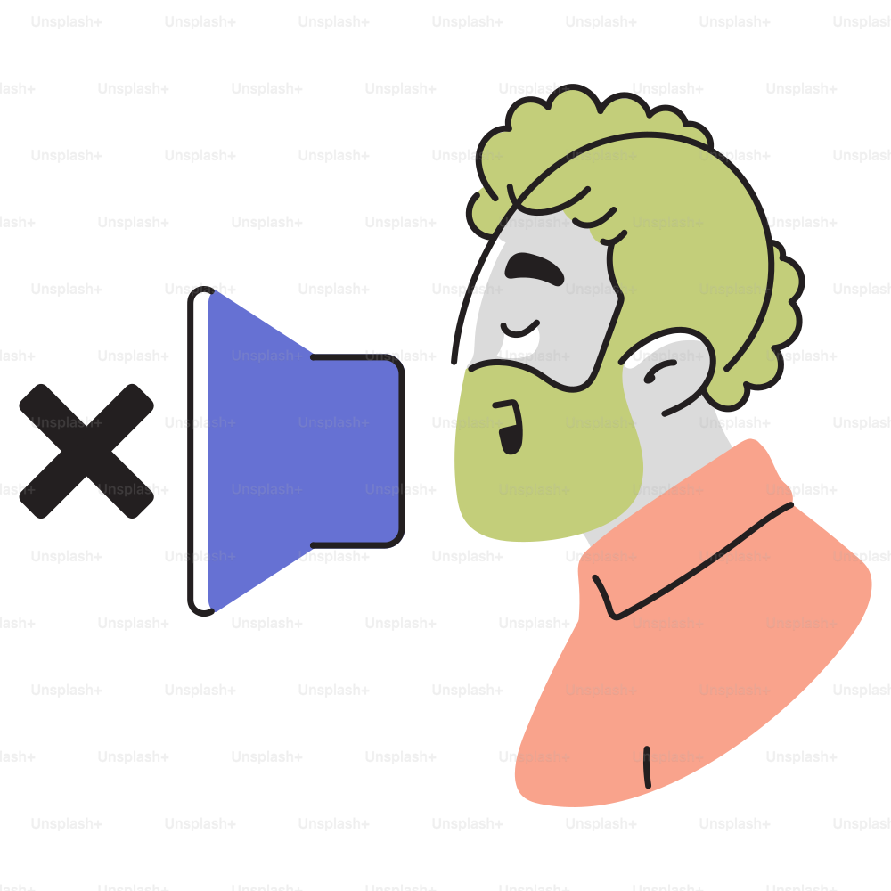 Un hombre con mascarilla facial y un megáfono