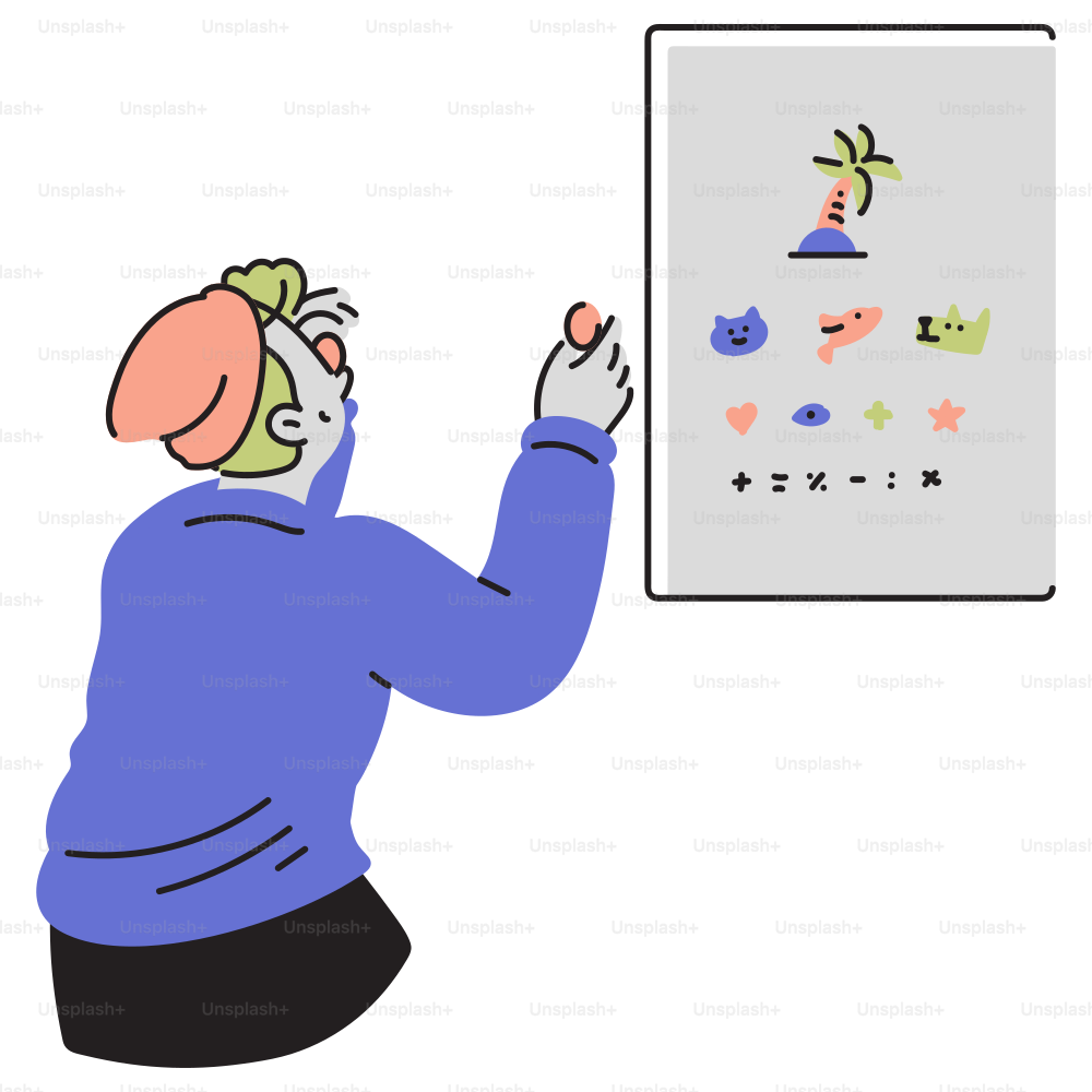 A man is looking at a drawing on the wall