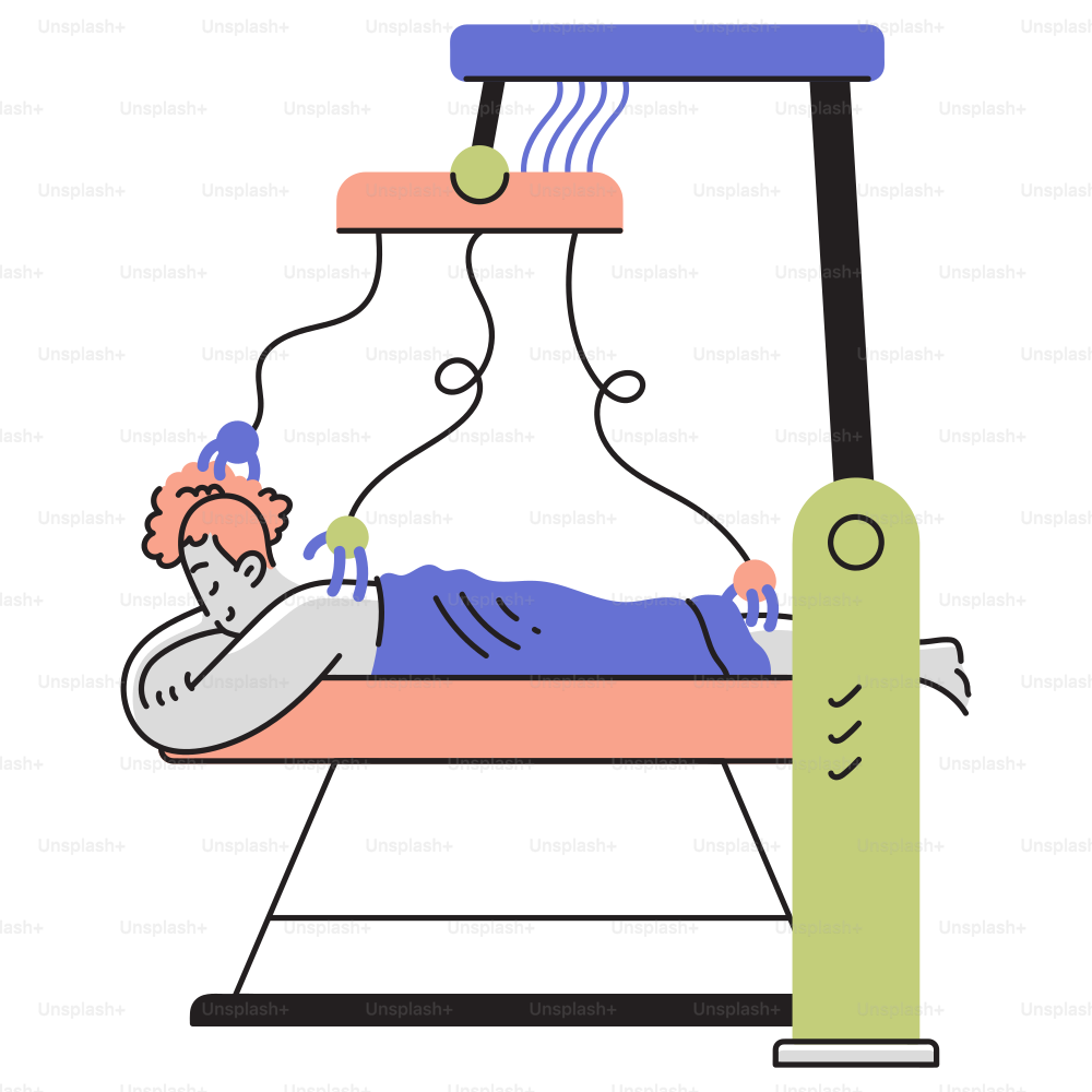 A drawing of a person laying on a bed next to a toothbrush