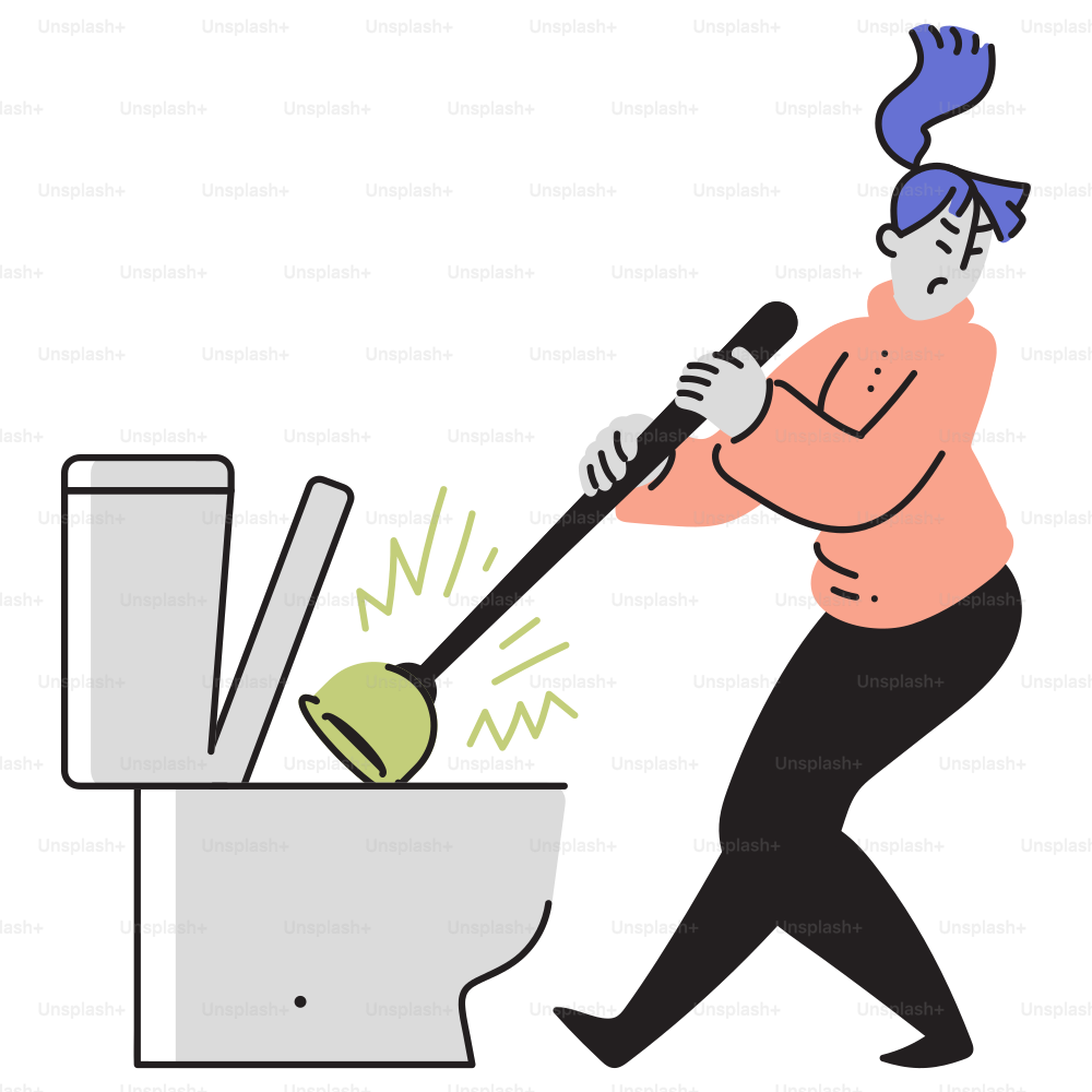 Un uomo sta pulendo un water con uno sturalavandini vettoriale – Immagine  di Stanza da bagno su Unsplash, image size:3000x3000