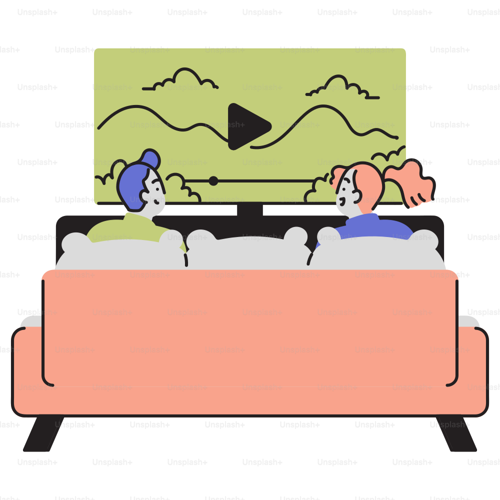 A flat screen TV sitting on top of a pink couch