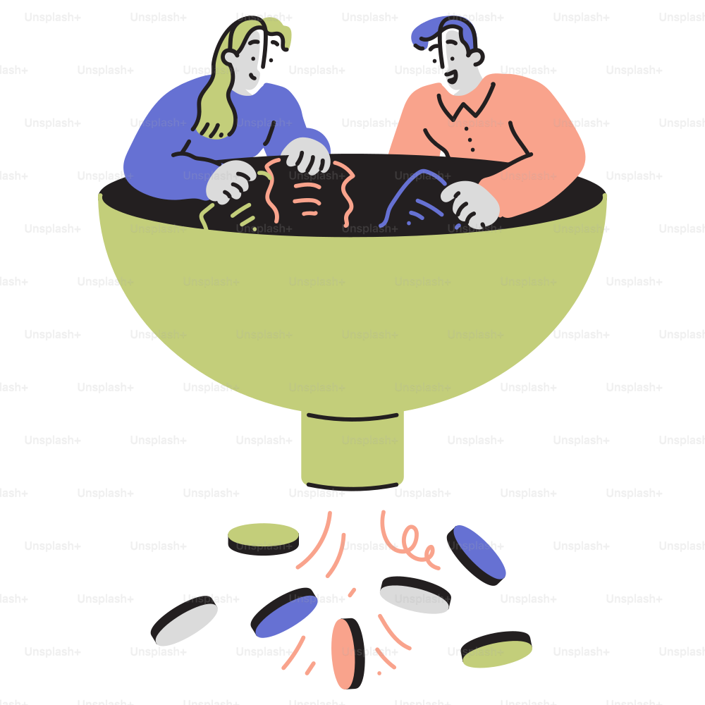 A couple of people sitting in a bowl