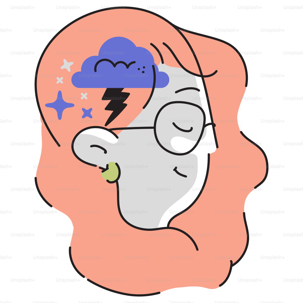 Un dibujo de un hombre con un rayo saliendo de su cabeza