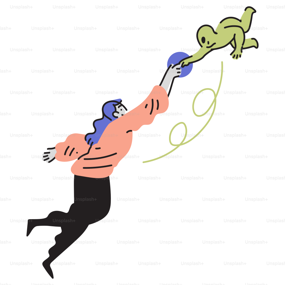 A man flying through the air while holding onto a frog