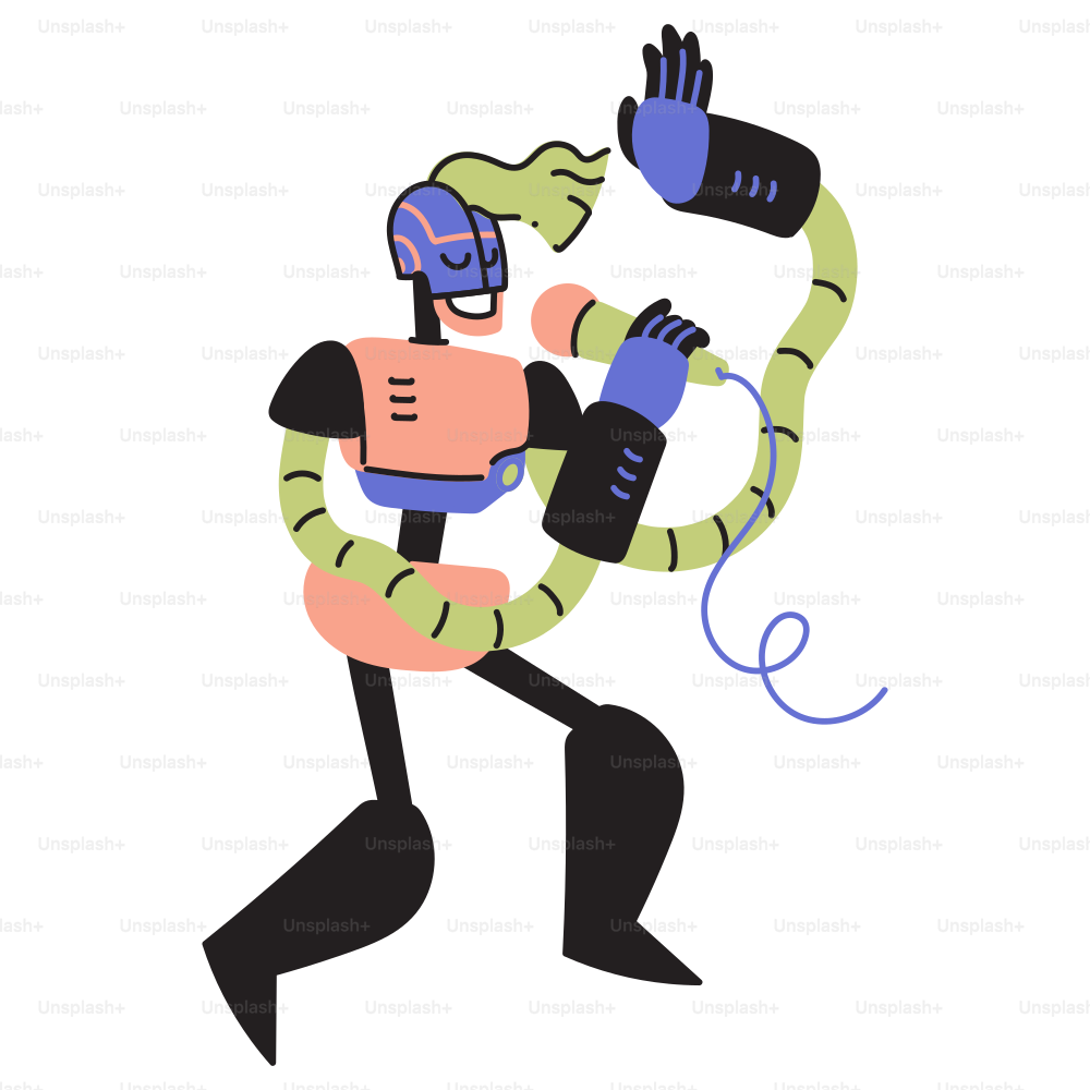 A drawing of a man with a helmet and gloves on