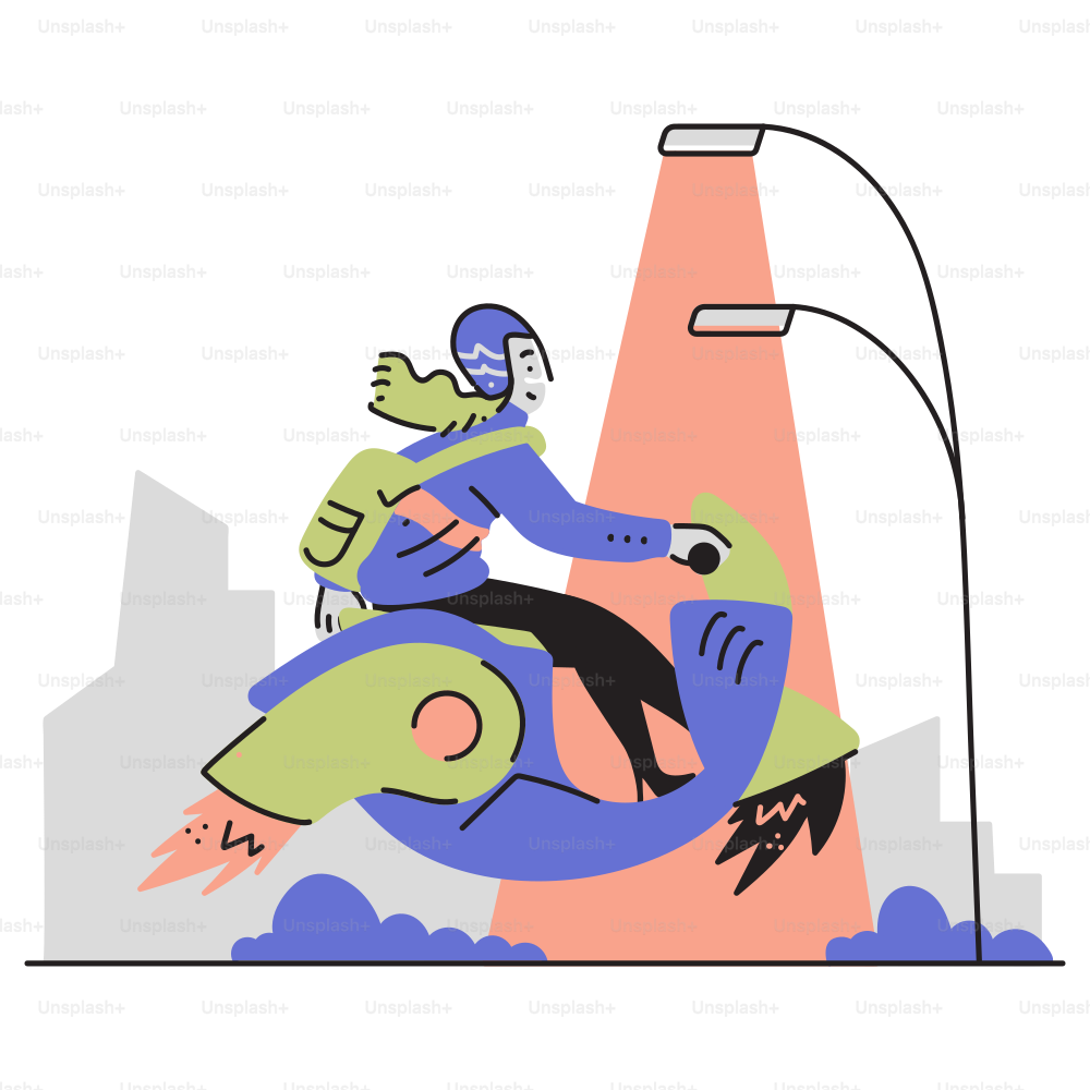 Un dessin d’une personne conduisant une moto