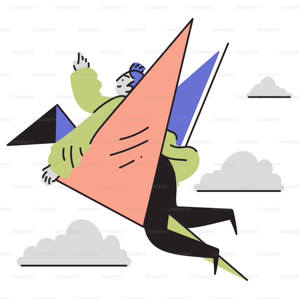 A person is flying through the air with a kite