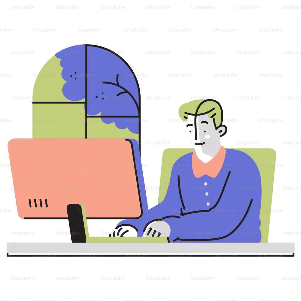 A man sitting at a desk in front of a computer