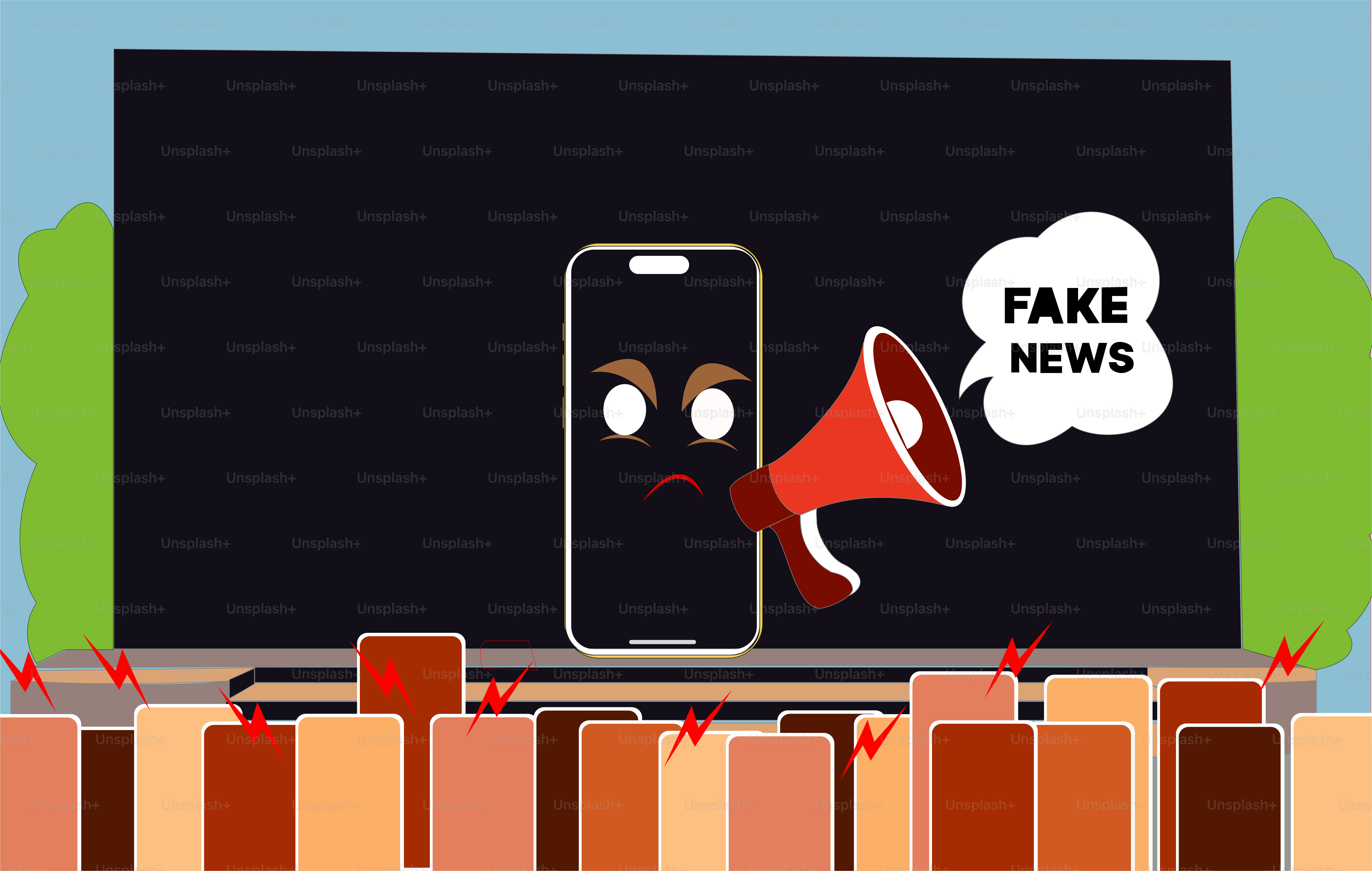 Gambar kartun pembicara dan telepon