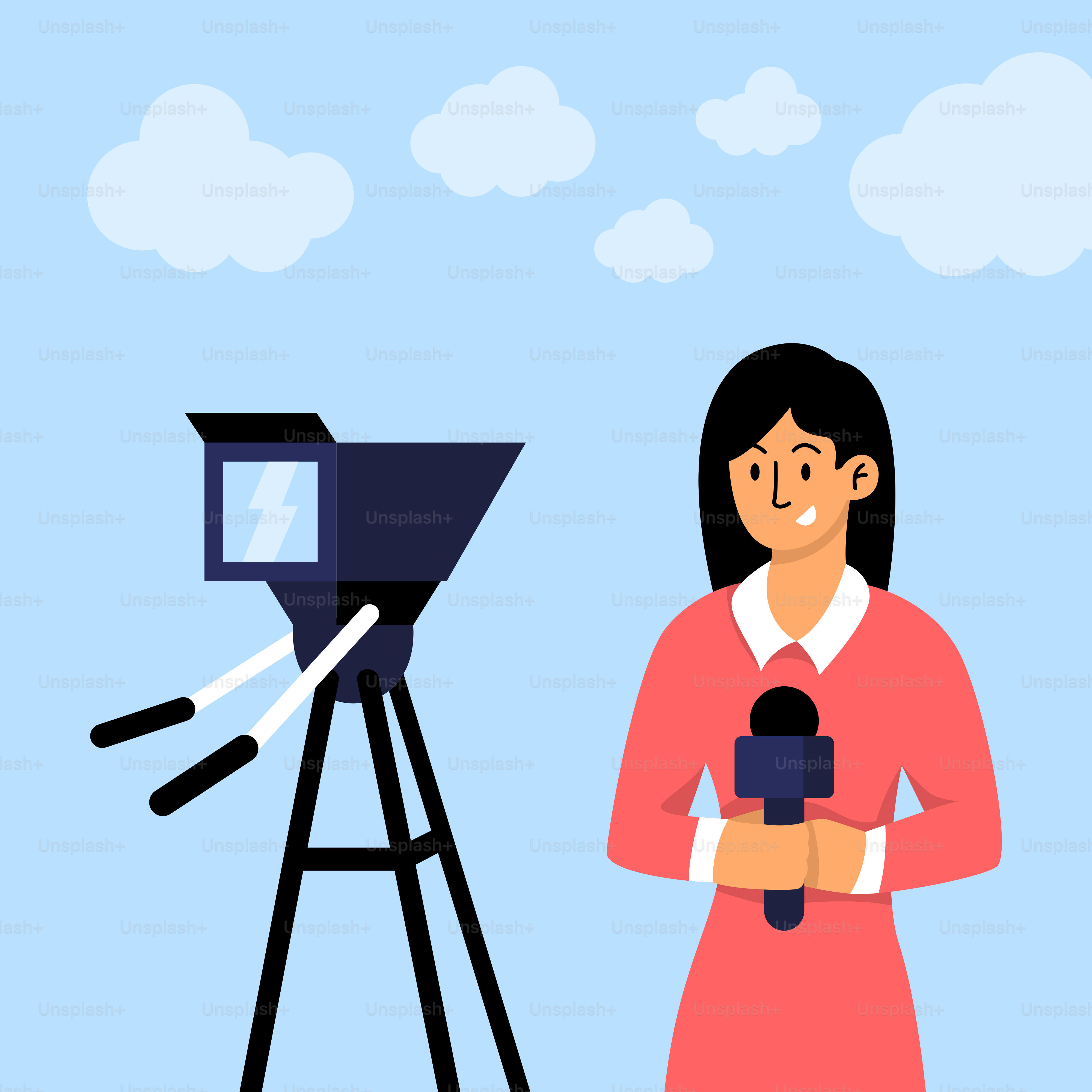 A woman holding a microphone in front of a camera