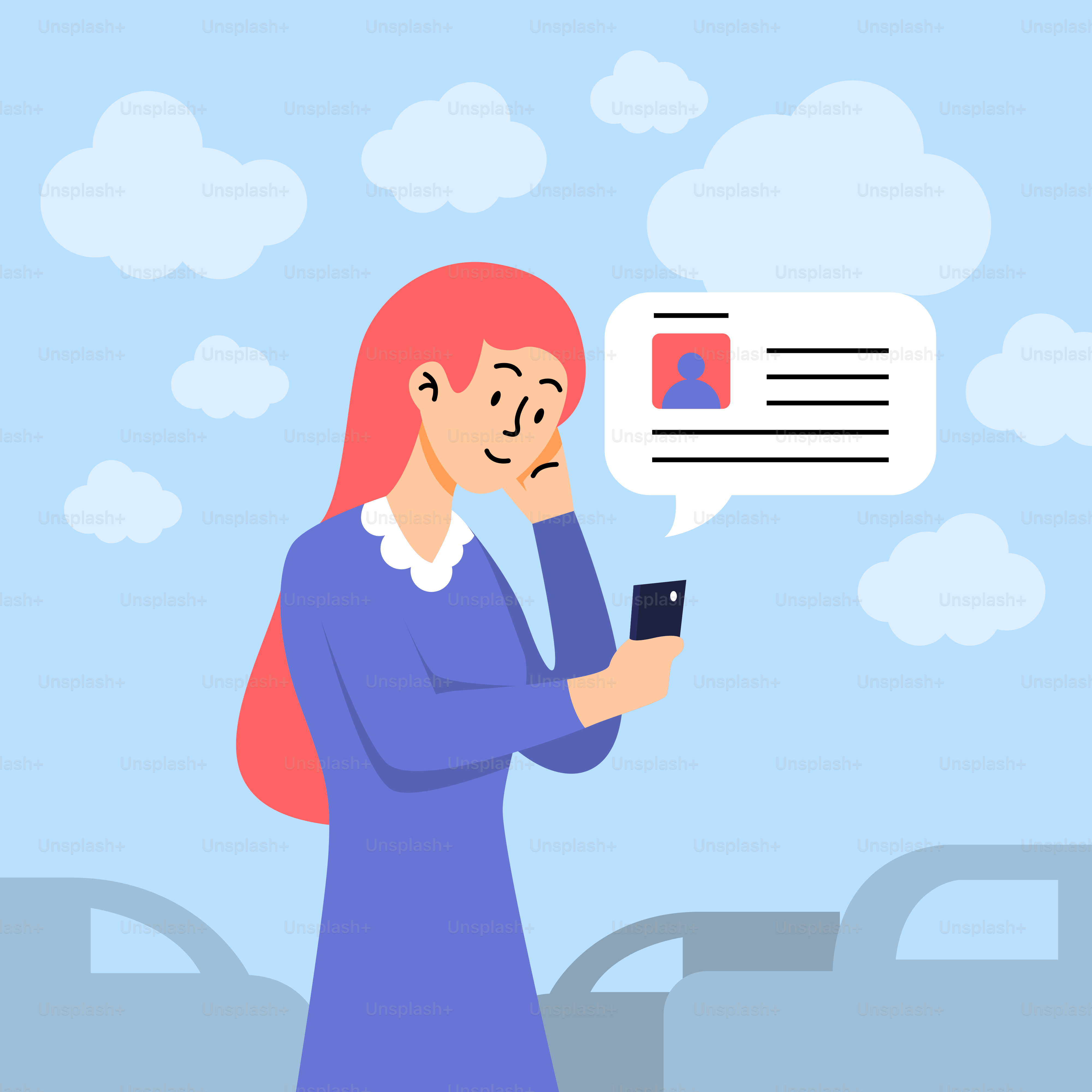 A woman in a blue dress is talking on a cell phone