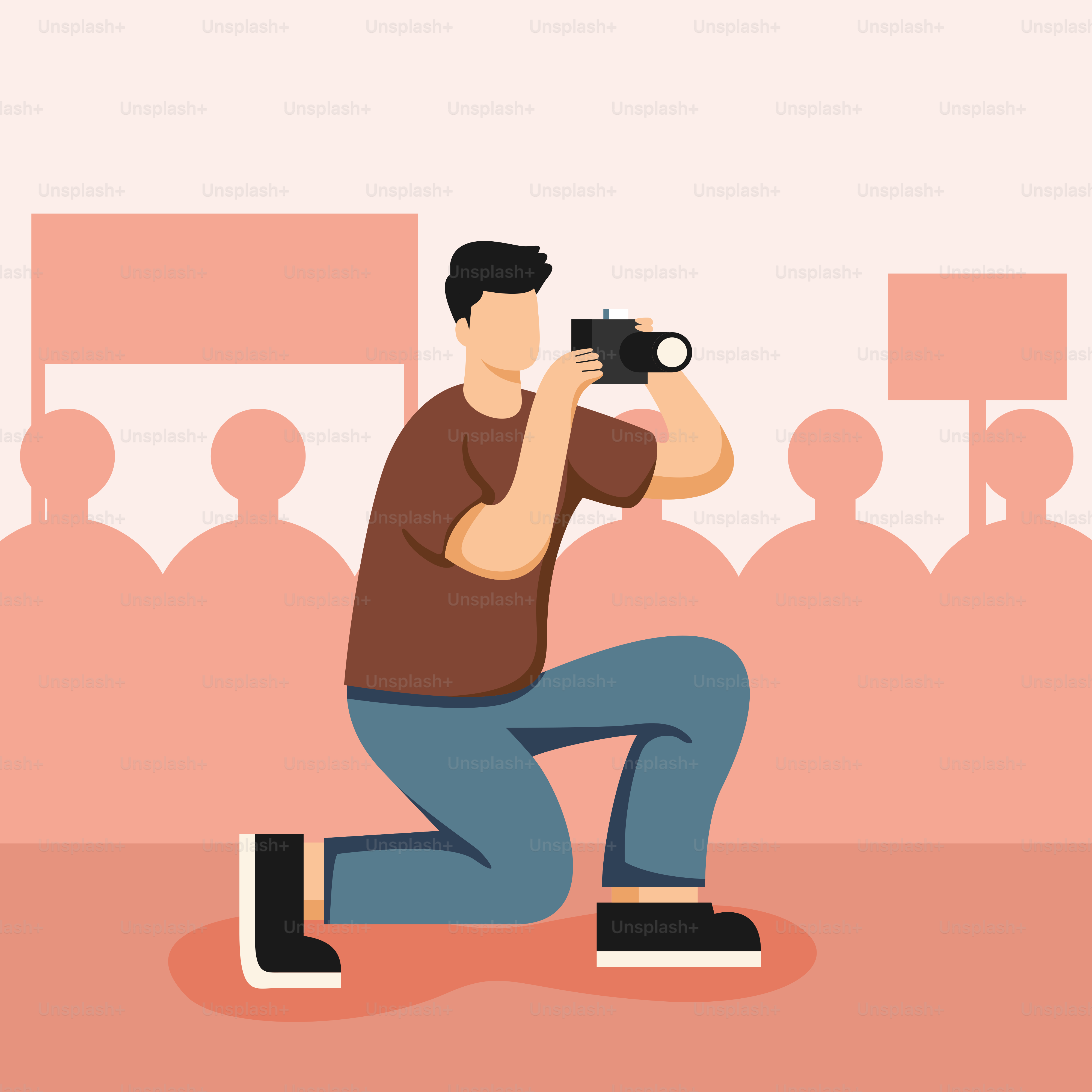 Un hombre tomando una foto de una multitud con una cámara