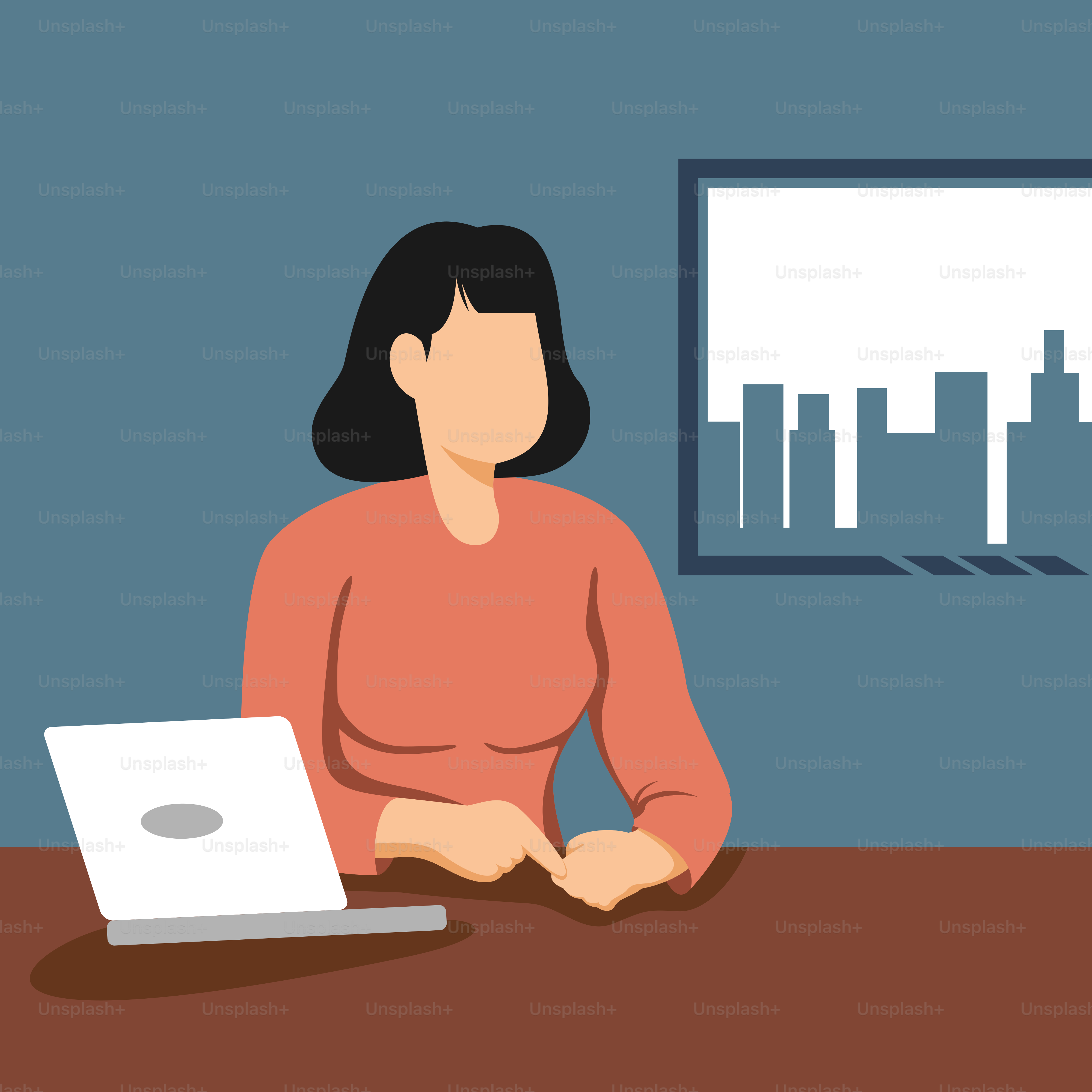 Eine Frau, die vor einem Laptop sitzt