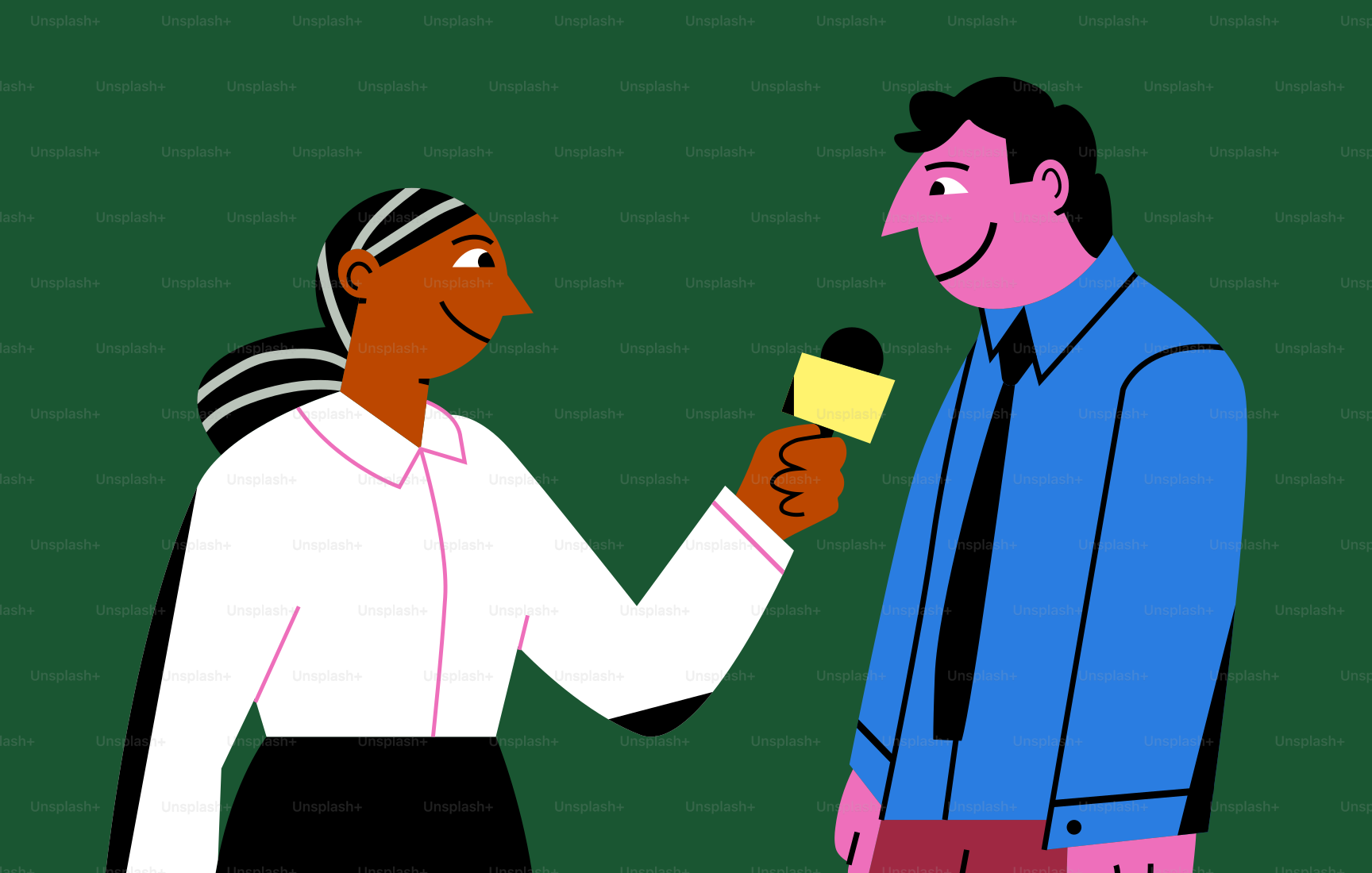 A cartoon of a man talking to a woman