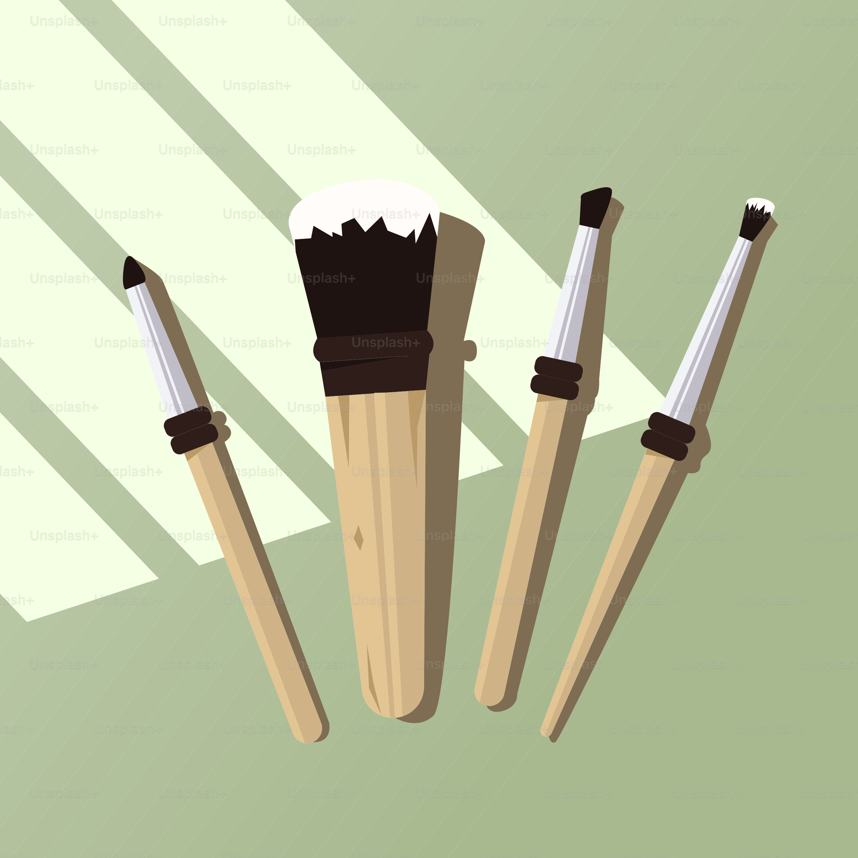 A group of three brushes sitting next to each other